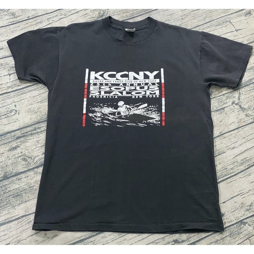KCCNY Esopus Slalom Vtg T-Shirt Size L (Fits M) Canoe Kayak 80s Single Stitch